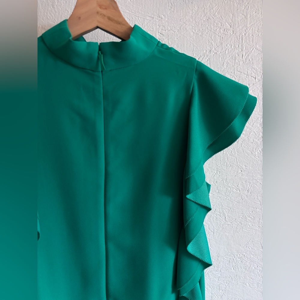 Kate Spade Teal Turquoise Flutter Sleeveless Ruffle Mini Dress - Picture 10 of 12